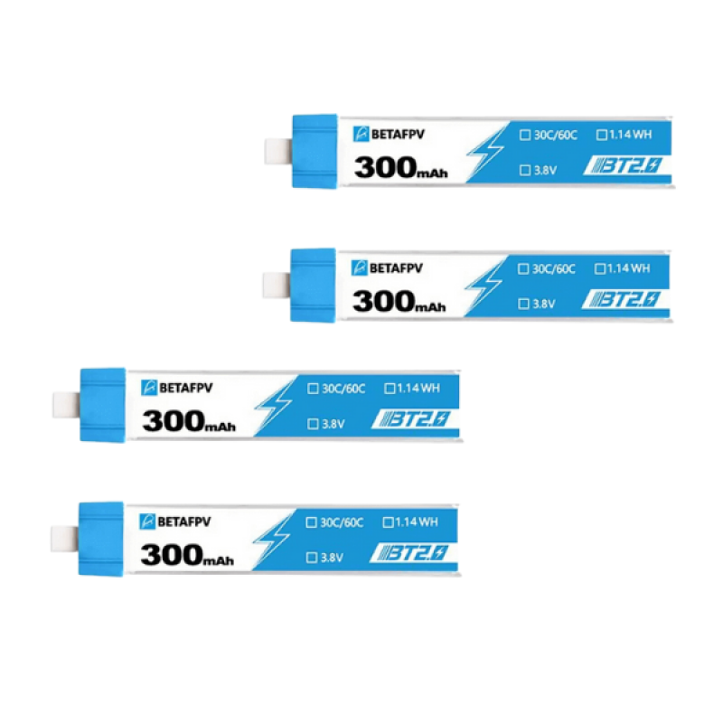 Акумулятор для квадрокоптера BetaFPV Cetus Lite FPV, Cetus FPV на 300 mAh 1S BT2.0 - 4 штуки