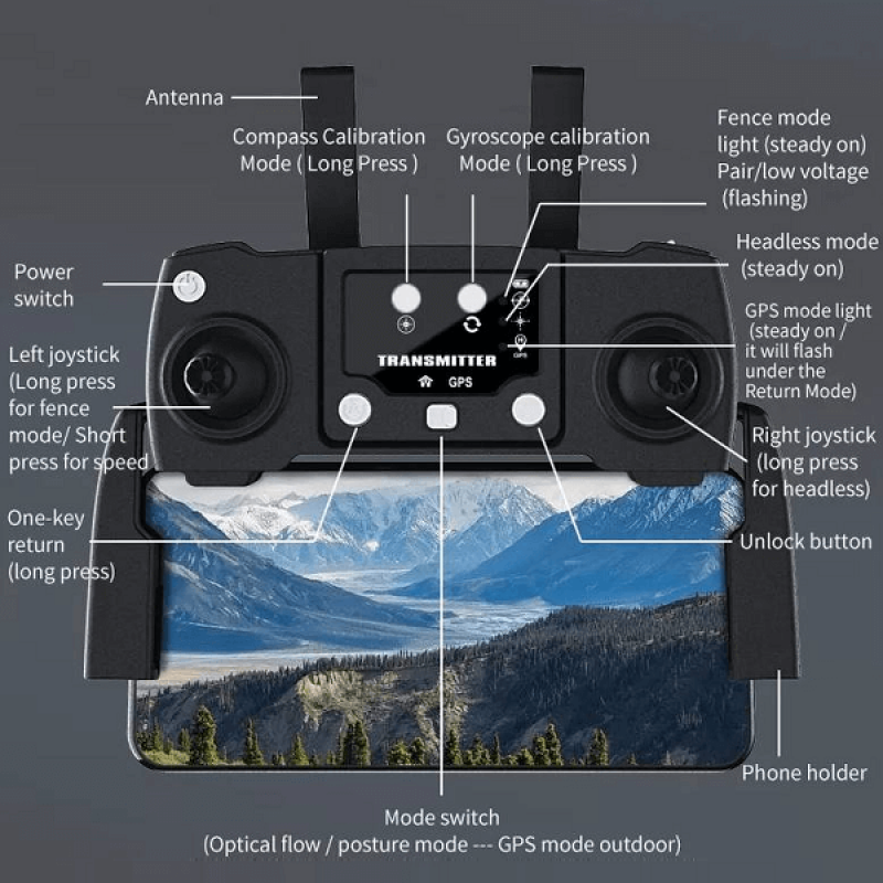 Квадрокоптер JJRC X23 Black − дрон з 4K і HD камерами, GPS, БК мотори, уникнення перешкод, до 1200м, 20 хв в кейсі + VR окуляри