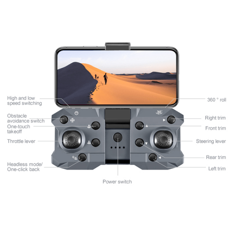 Квадрокоптер XKJ K9 Gray – дрон з 4K і HD камерами, FPV, барометр, запобігання перешкод, до 15 хвилин в кейсі