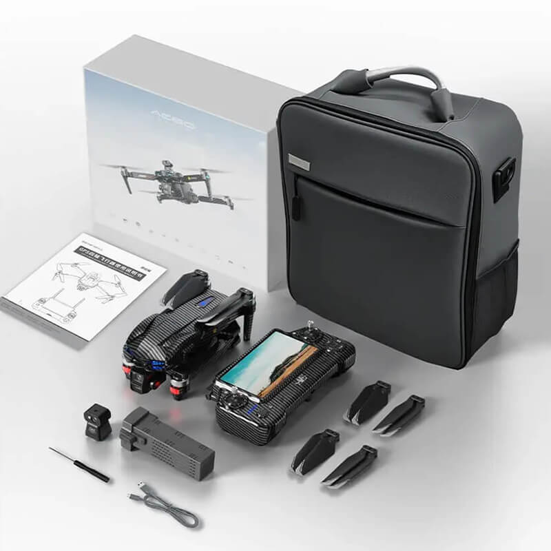 Квадрокоптер AE60 Ultra— дрон з 4K камерою, FPV, GPS, 3-осьовим підвісом, сенсорним пультом керування 7.2", з уникненням перешкод, до 8 км, до 29 хвилин польоту, з сумкою