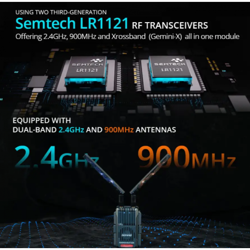 Модуль передавача Radiomaster Nomad Gemini Xrossband ExpressLRS 2.4 ГГц / 900 МГц Dual 1 Вт