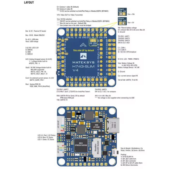 Політний контролер (FC) MATEK H743-SLIM-V4 (H743SLIMV4)