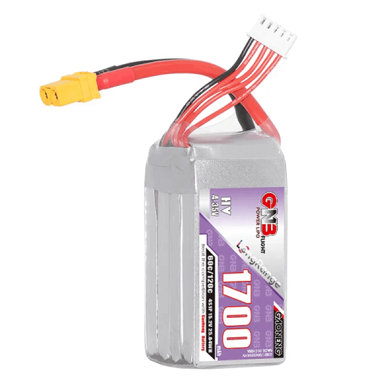 Акумуляторна батарея GNB 1700 mAh 4S 15.2V 60C XT60 для FPV квадрокоптерів