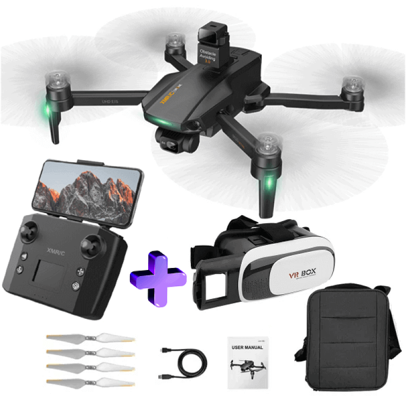 Квадрокоптер XMRC M10 Ultra - дрон з 4K і HD камерами, GPS, БК мотори, уникнення перешкод, до 5000м, 30хв в сумці + VR окуляри