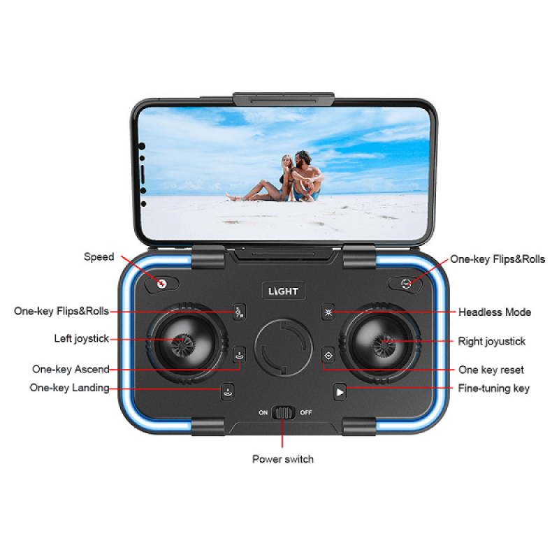 Квадрокоптер ZFR F187 Black – дрон з 4K і HD камерами, FPV, барометр, уникнення перешкод, до 20 хв в кейсі