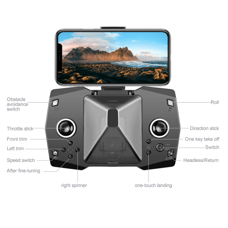 Квадрокоптер XKJ KY912 Black – міні-дрон з 4K і HD камерами, FPV, уникнення перешкод, до 15 хвилин в кейсі