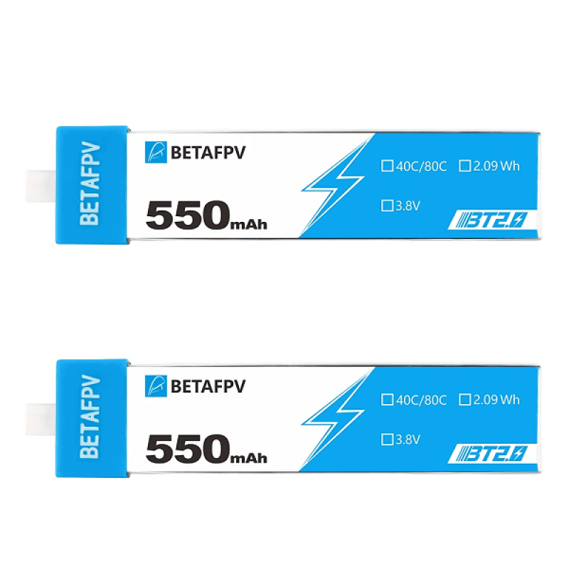 Акумуляторна батарея 2 шт BT2.0 на 550 mAh 1S 40C для квадрокоптера BetaFPV Meteor75 Pro