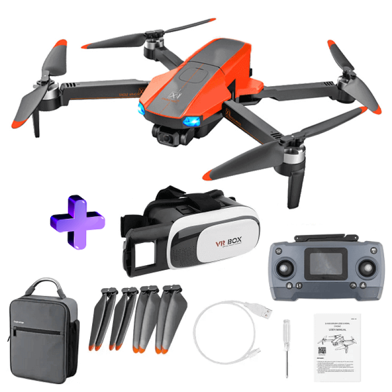 Квадрокоптер JJRC X22 − дрон з 4K і HD камерами, GPS, БК мотори, до 5700м, 33 хвилин у сумці + VR окуляри