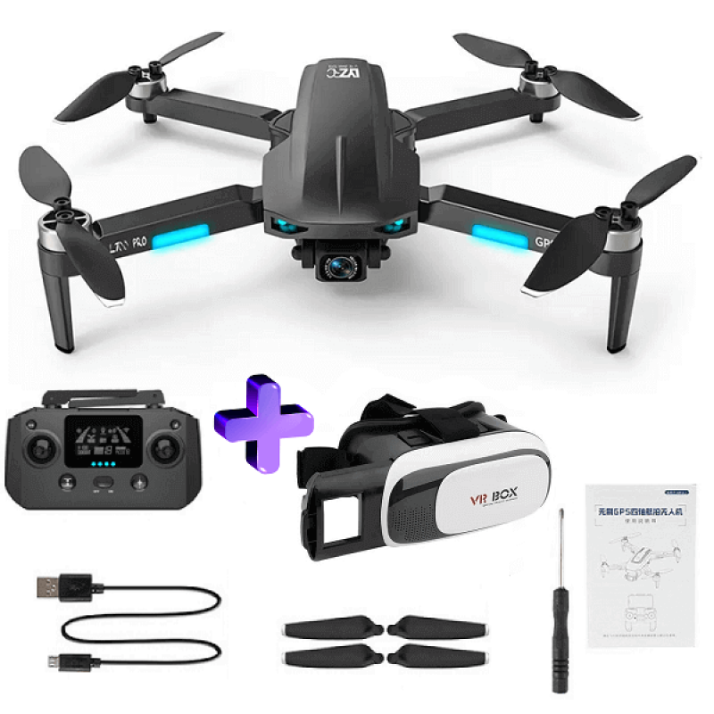 Квадрокоптер LYZRC L700 Pro Black - дрон з 4K і HD камерами, FPV, GPS, БК мотори, до 1200м, 25 хвилин в кейсі + VR окуляри