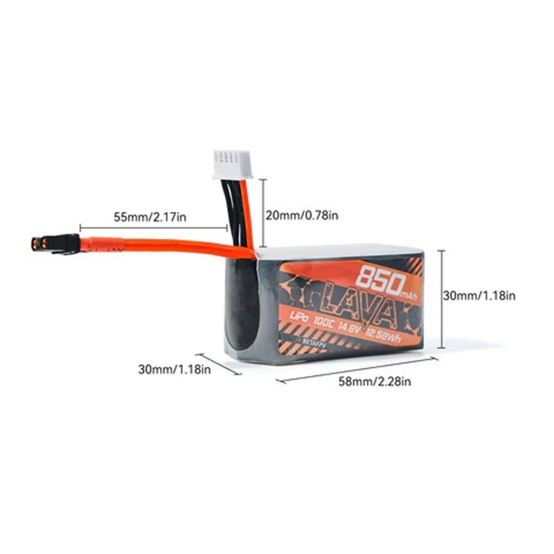 Акумулятор BetaFPV 4S 850mAh Lava LiPo для FPV-дронів