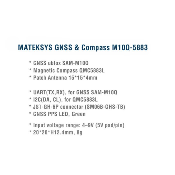 GPS модуль для дрона MATEK M10Q-5883 GNSS + Compass (M10Q5883)