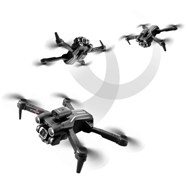 Квадрокоптер XKJ K9 Black – дрон з 4K і HD камерами, FPV, барометр, запобігання перешкод, до 15 хвилин в кейсі