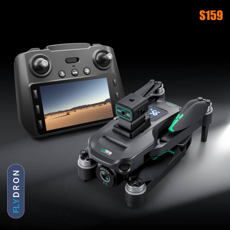 Квадрокоптер S159 – дрон з HD-камерою, БК мотори, FPV, 5G Wi-Fi, GPS, ESC, EIS, Екран на пульті 5,9 дюйми, Уникнення перешкод, до 20 хвилин, до 500 м, Кейс