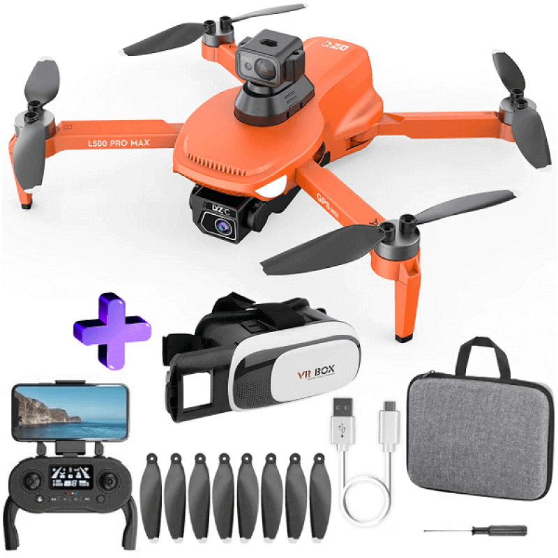 Квадрокоптер LYZRC L500 Pro MAX Orange - дрон з 4K і HD камерами, GPS, БК мотори, уникнення перешкод, до 1200м, 25 хв + VR окуляри