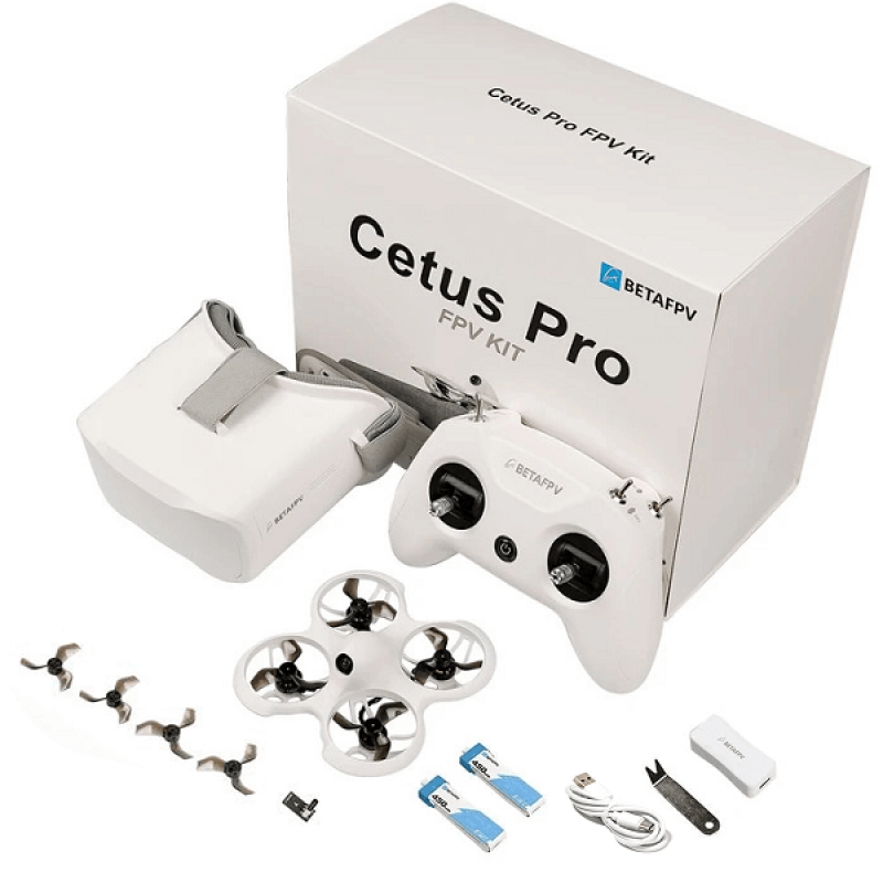 Квадрокоптер BetaFPV Cetus Pro FPV Kit – FPV-дрон з камерою, оптичне позиціонування, БК мотори, барометр, окуляри в кейсі