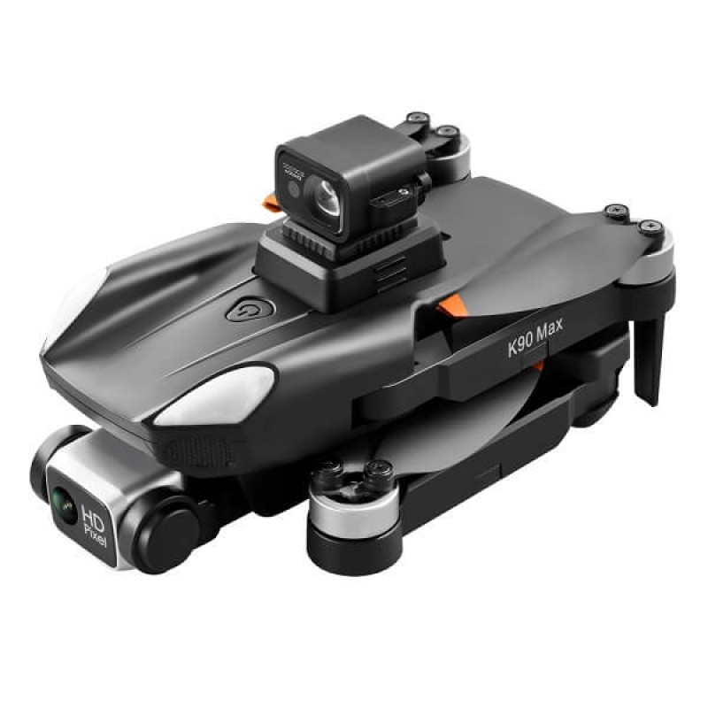 Квадрокоптер RC K90 Max Black − дрон з 4K і HD камерами, GPS, БК мотори, запобігання перешкод, до 1200м, 28 хв у кейсі + злітний майданчик