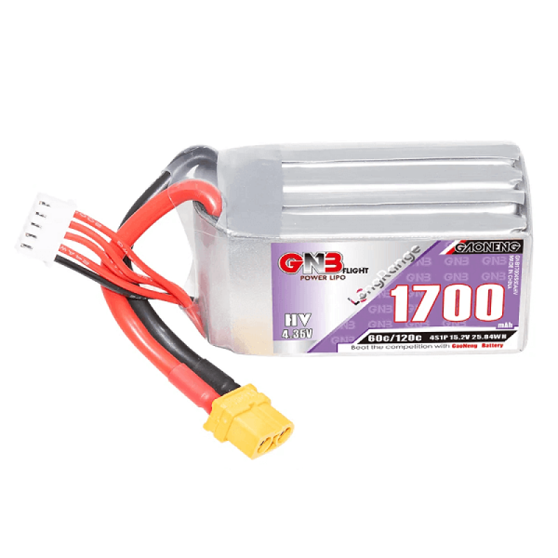 Акумуляторна батарея GNB 1700 mAh 4S 15.2V 60C XT60 для FPV квадрокоптерів