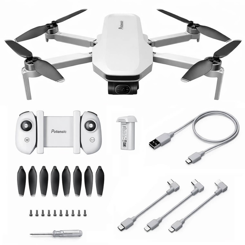 Квадрокоптер Potensic ATOM SE - GPS-дрон з 4K камерою на 3-осьовому підвісі, FPV на смартфон, БК мотори, до 5000 м, до 31 хвилини польоту, сірий