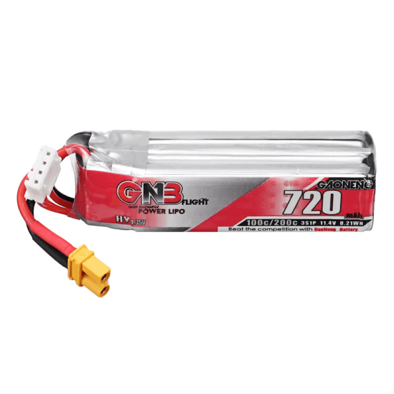 Акумуляторна батарея GNB на 720 mAh 3S 11.4V 100C з роз'ємом XT60 для FPV квадрокоптерів