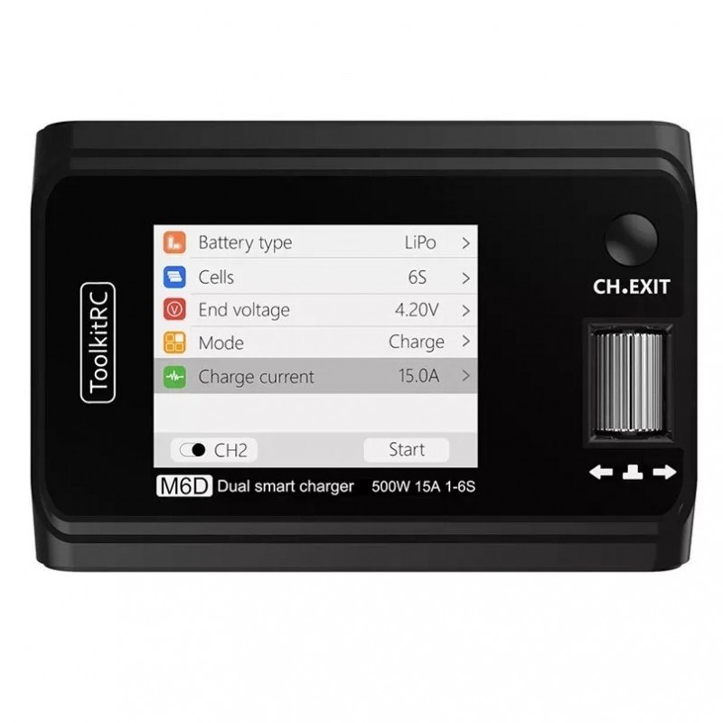 Зарядний пристрій ToolkitRC M6D 500W - двоканальна зарядка на 500 Вт для акумуляторів FPV дронів