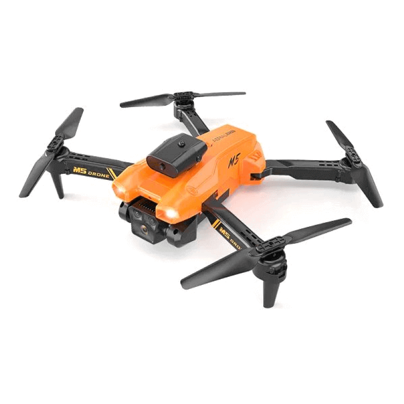 Квадрокоптер RC M5 Orange − дрон з 4K і HD камерами, FPV, барометр, уникнення перешкод, 15 хв у кейсі
