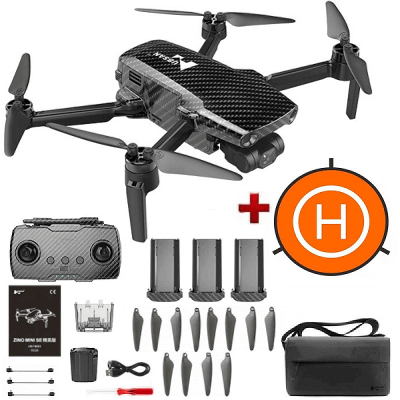 Квадрокоптер Hubsan Zino Mini SE Refined Portable Combo - дрон з 4K камерою, GPS, БК мотори, до 10 км, 45 хвилин + злітний майданчик