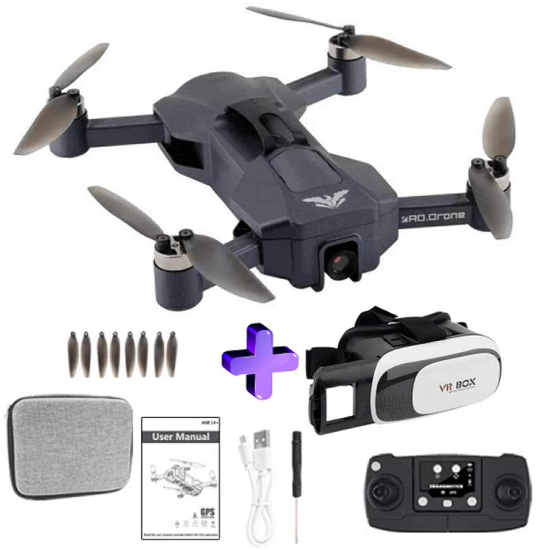 Квадрокоптер JJRC X23 Black − дрон з 4K і HD камерами, GPS, БК мотори, уникнення перешкод, до 1200м, 20 хв в кейсі + VR окуляри