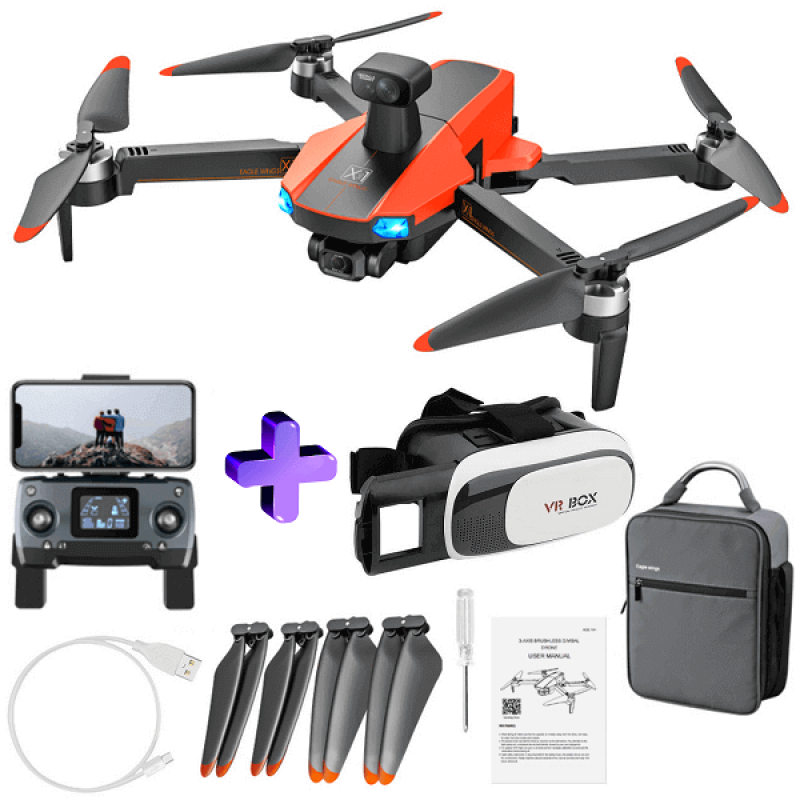 Квадрокоптер JJRC X22 P − дрон з 4K і HD камерами, GPS, БК мотори, уникнення перешкод, до 5700м, 33 хвилин у сумці + VR окуляри