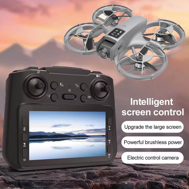 Квадрокоптер M23 - дрон з 4K камерою, FPV, пультом з екраном 4.5", безколекторними моторами, до 200 м, до 10 хвилин у кейсі (сірий)