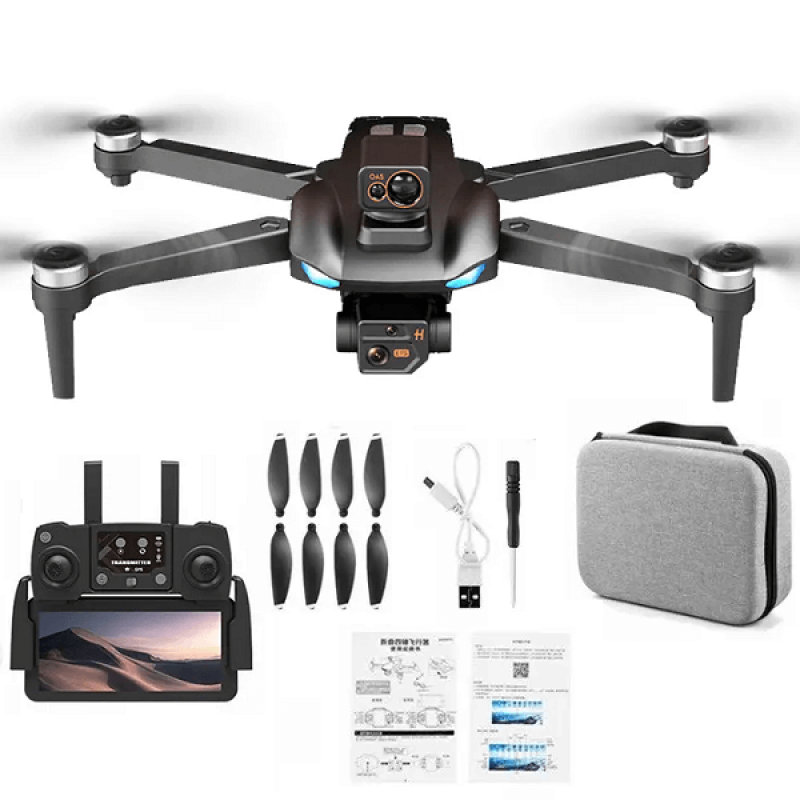 Квадрокоптер AE8 Pro Max Black − дрон з 8K і HD камерами, GPS, БК мотори, запобігання перешкод, до 20 хвилин у кейсі