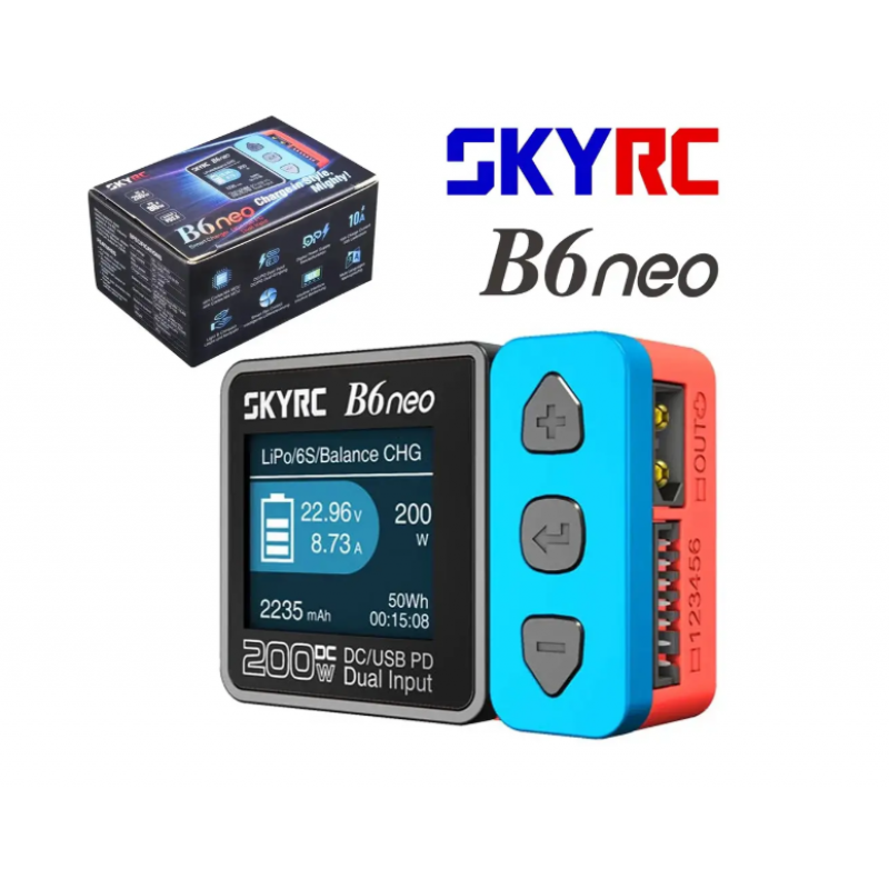 Зарядний пристрій SkyRC B6neo 80W/200W, USB‑PD 80 Вт, XT60, балансування 1–6S