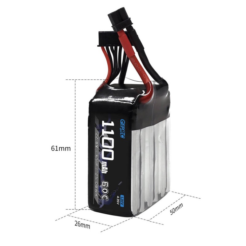 Акумуляторна батарея 1 шт 1100 mAh GEPRC 6S XT60 для квадрокоптера 3-5" FPV / Cinewhoop (до 6 хвилин польоту)