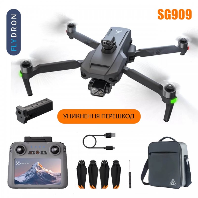 Квадрокоптер ZLL SG909 – дрон з 4K HD камерою, БК мотори, GPS, 5G Wi-Fi, FCC, EIS, Екран на пульті, 3-осьовий підвіс, Уникнення перешкод 360°, АКБ у комплекті, до 45 хвилин, до 10 км, Сумка