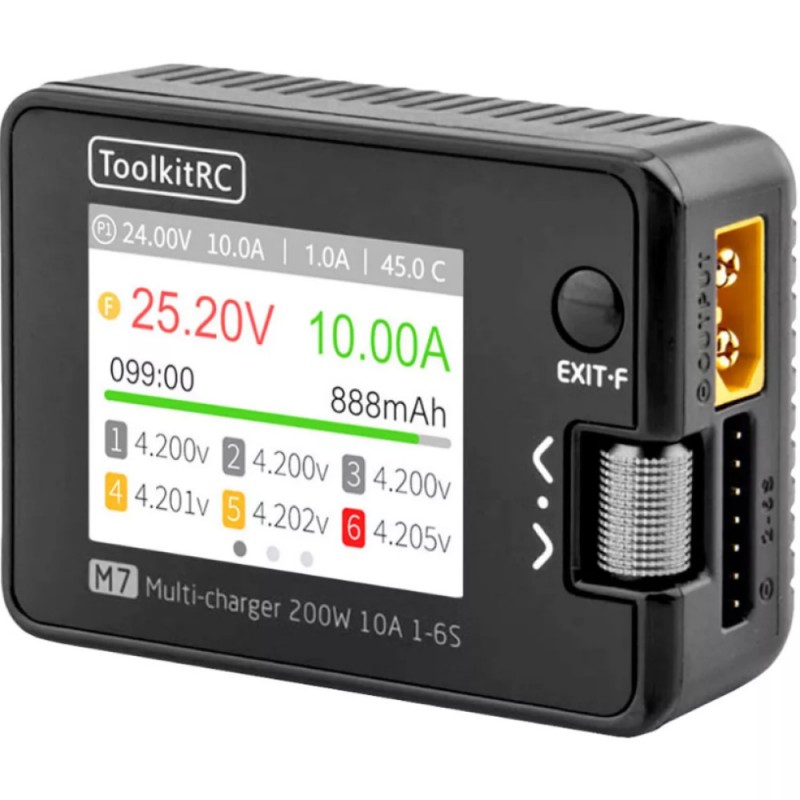 Зарядний пристрій ToolkitRC M7 200W 10A 1-6S, LCD IPS 2.0 дюйма