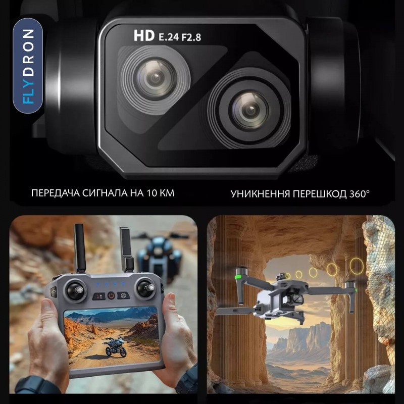 Квадрокоптер ZLL SG909 – дрон з 4K HD камерою, БК мотори, GPS, 5G Wi-Fi, FCC, EIS, Екран на пульті, 3-осьовий підвіс, Уникнення перешкод 360°, АКБ у комплекті, до 45 хвилин, до 10 км, Сумка