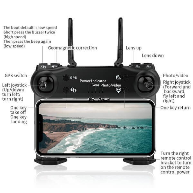 Квадрокоптер ZLRC SG108 Pro Black - дрон з 4K і HD камерами, FPV, GPS, БК мотори, до 1000м, 25 хвилин в кейсі