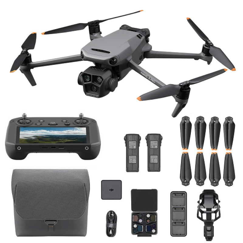 Квадрокоптер DJI Mavic 3 Pro Fly More Combo DJI RC Pro (CP.MA.00000662.01) − дрон з 5.1K камерою, GPS, БК мотори, до 28 км, 43 хвилин