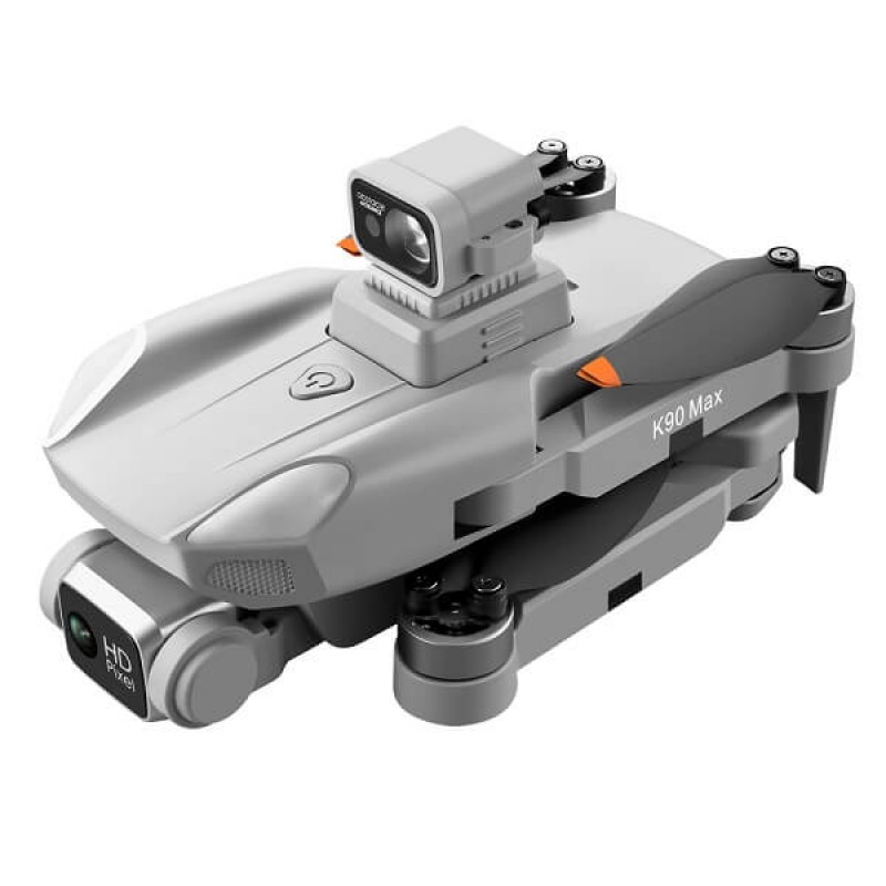 Квадрокоптер RC K90 Max Gray − дрон з 4K і HD камерами, GPS, БК мотори, запобігання перешкод, до 1200м, 28 хв у кейсі + злітний майданчик