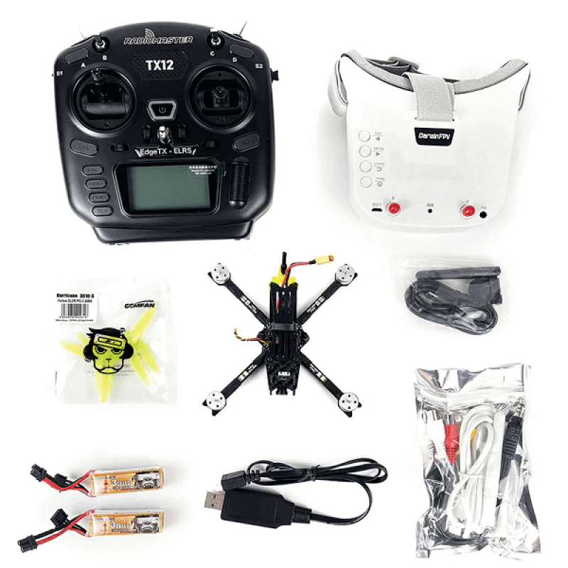 Квадрокоптер DarwinFPV Baby Ape Pro 3" RTF Yellow – FPV-дрон з камерою, БК мотори, окуляри і пульт ДК