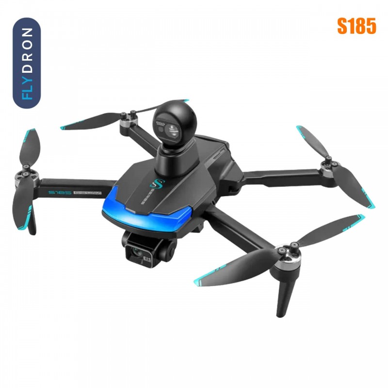 Квадрокоптер S185 Black – дрон з 2.7K і HD камерами, БК мотори, FPV, GPS, 5G Wi-Fi, EIS, 3-осьовий підвіс, Уникнення перешкод, Сенсорний екран 7,2" на пульті, до 23 хвилин, до 5 км, Сумка