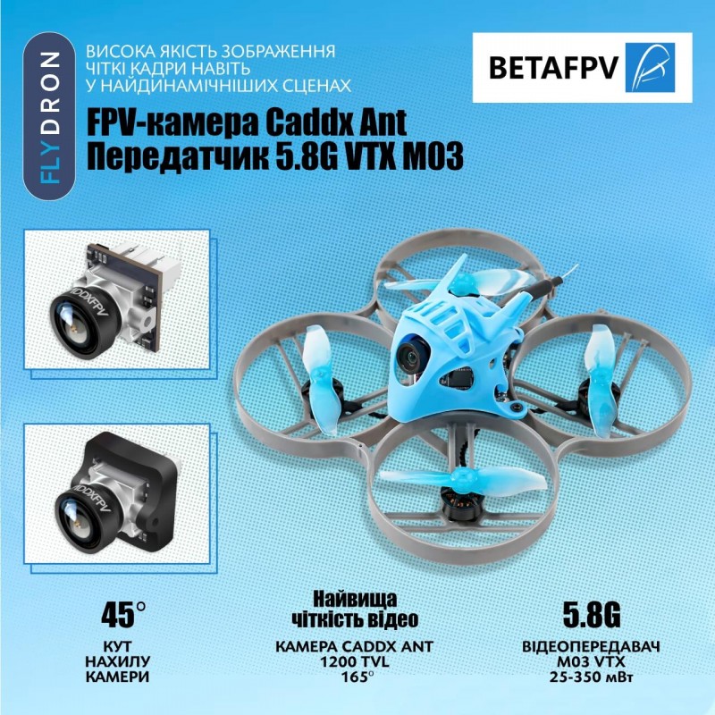 Квадрокоптер BetaFPV Meteor85 ELRS 2022 – FPV-дрон з камерою, БК мотори, 7 хвилин, 44 грами + Подарунок (Злітно-Посадковий Майданчик)
